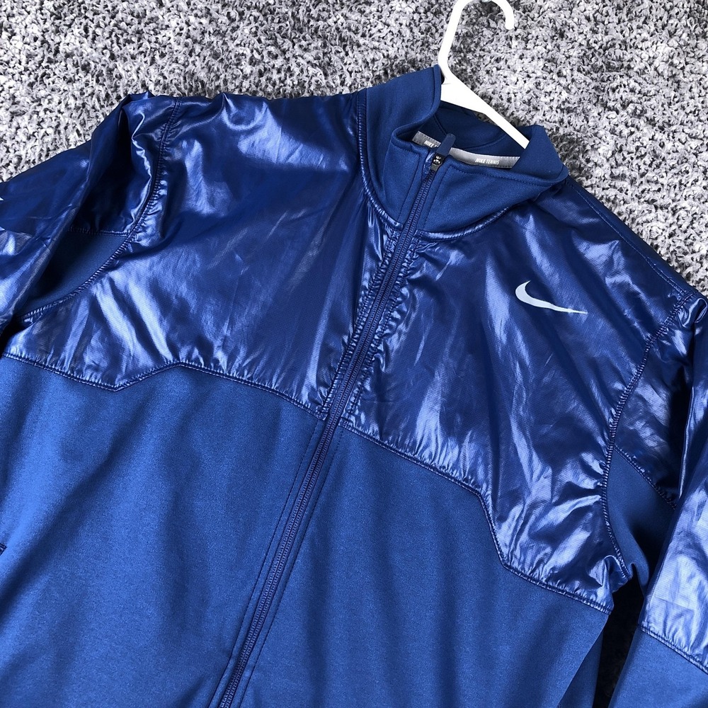 Nike Therma-FIT Jacket Mens Large Blue Full Zip Track Fleece‎ Athletic Training